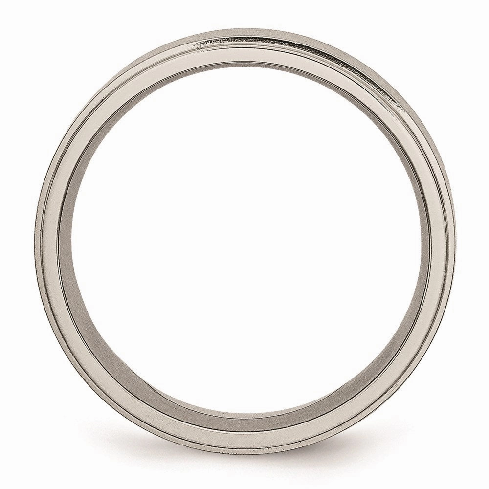 Titanium Ridged Edge 7mm Brushed and Polished Band | TB197