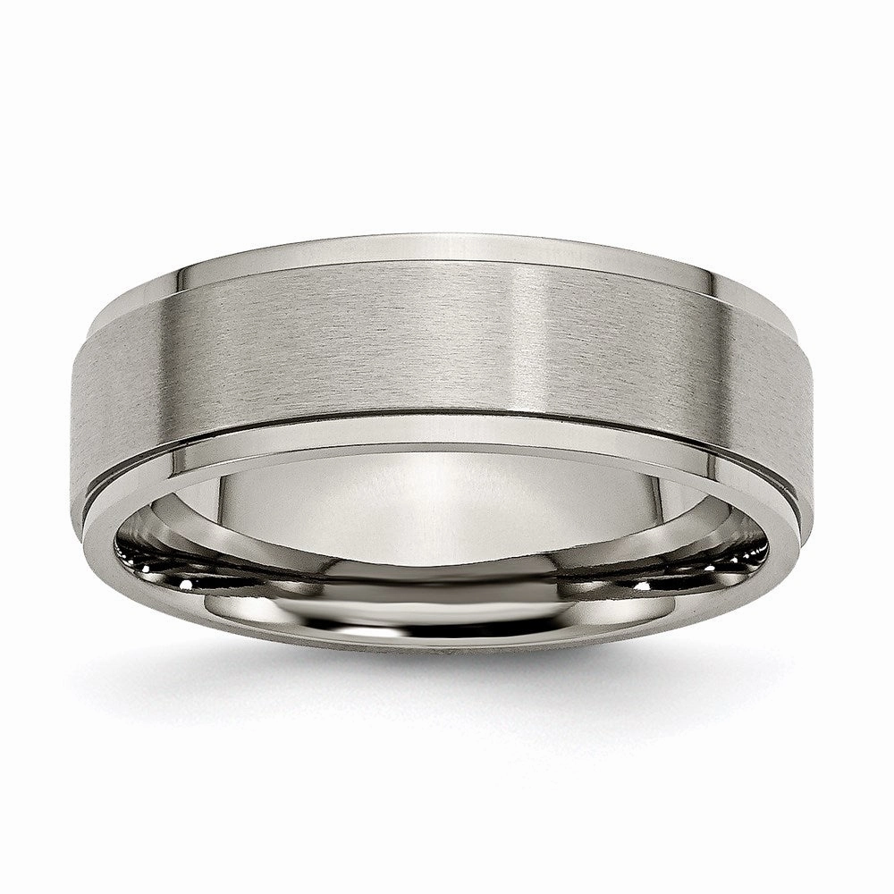 Titanium Ridged Edge 7mm Brushed and Polished Band | TB197