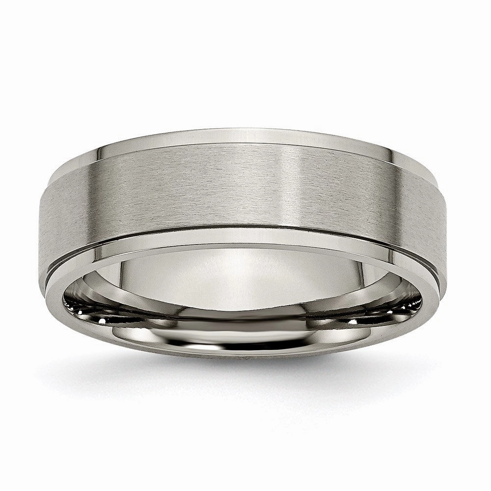 Titanium Ridged Edge 7mm Brushed and Polished Band | TB197
