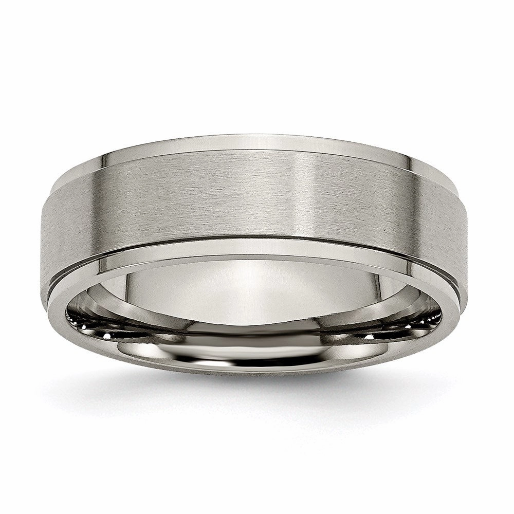 Titanium Ridged Edge 7mm Brushed and Polished Band | TB197