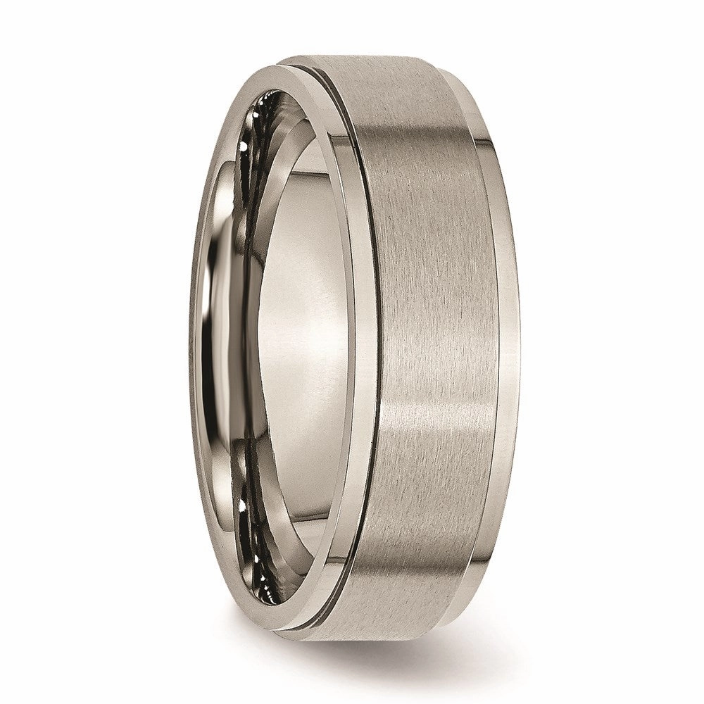 Titanium Ridged Edge 7mm Brushed and Polished Band | TB197