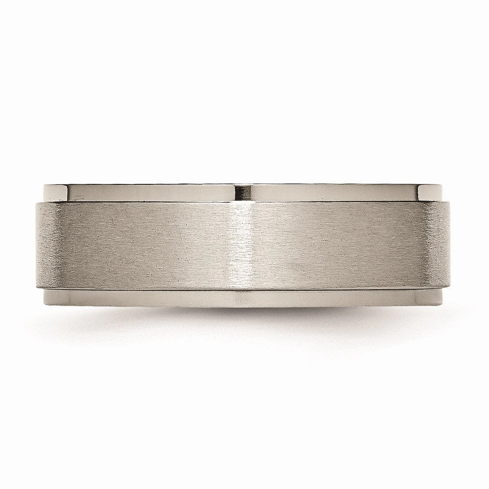 Titanium Ridged Edge 7mm Brushed and Polished Band | TB197