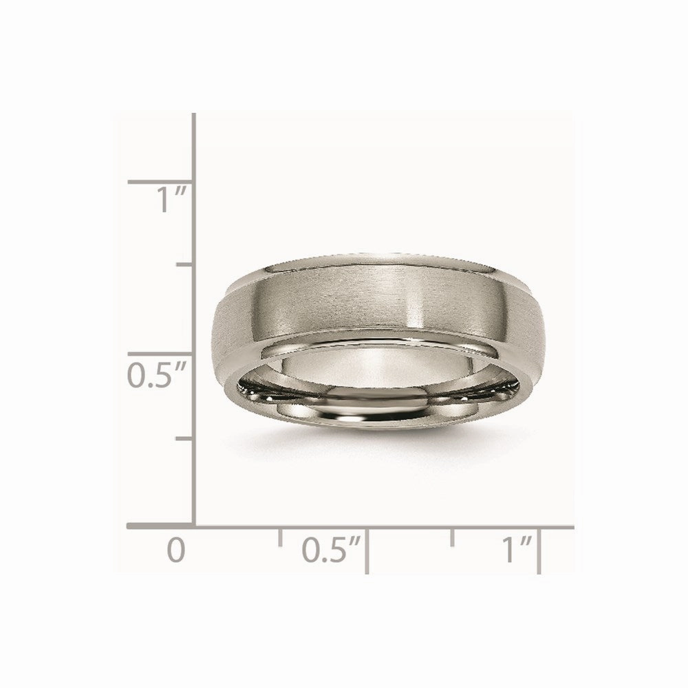 Titanium Ridged Edge 7mm Brushed and Polished Band | TB37