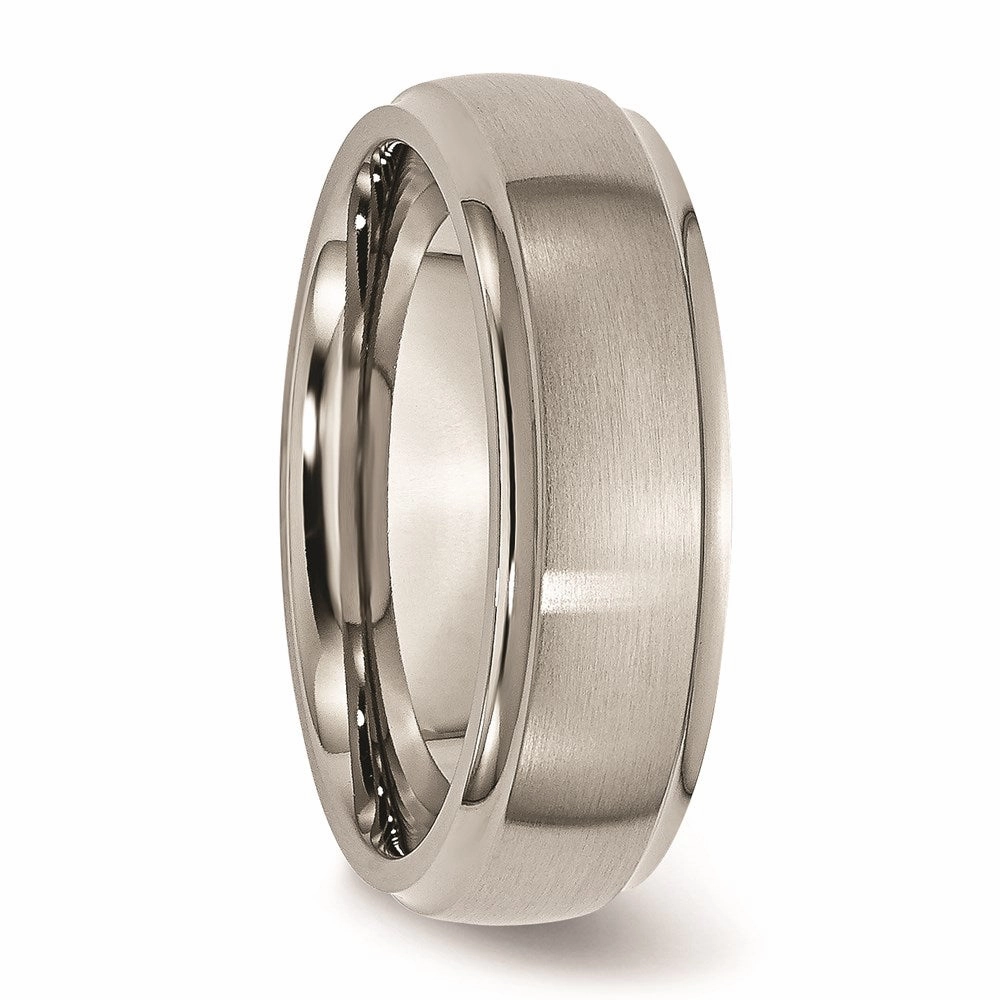 Titanium Ridged Edge 7mm Brushed and Polished Band | TB37