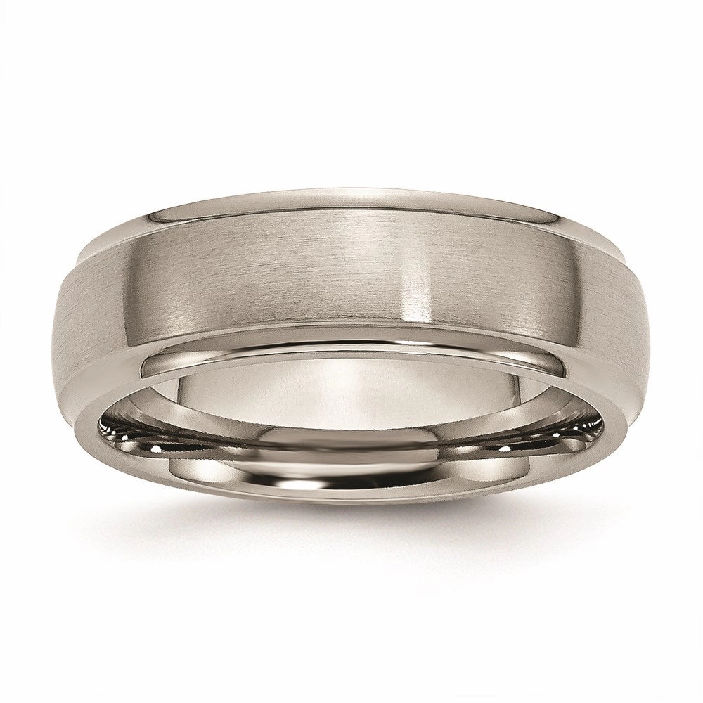 Titanium Ridged Edge 7mm Brushed and Polished Band | TB37