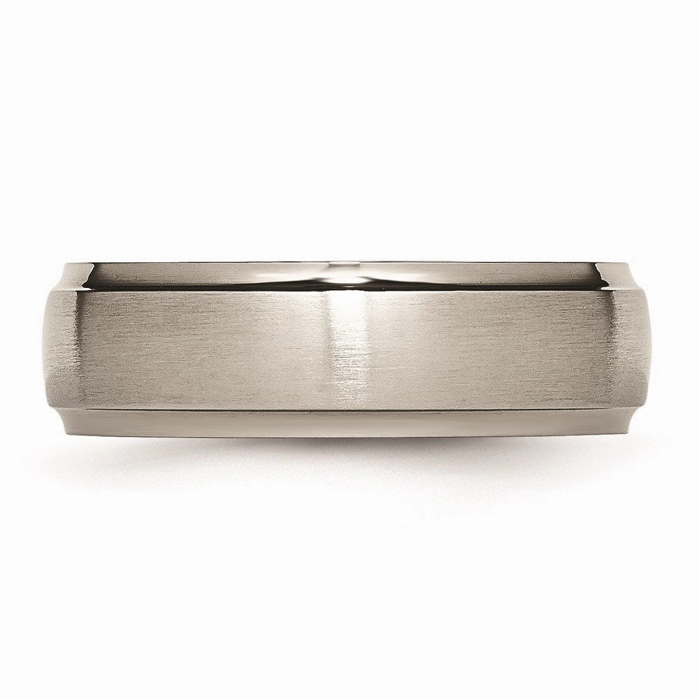 Titanium Ridged Edge 7mm Brushed and Polished Band | TB37