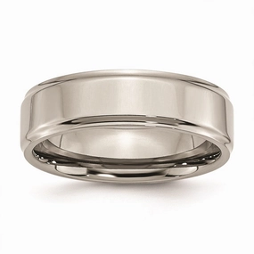 Titanium Ridged Edge 7mm Polished Band | TB35