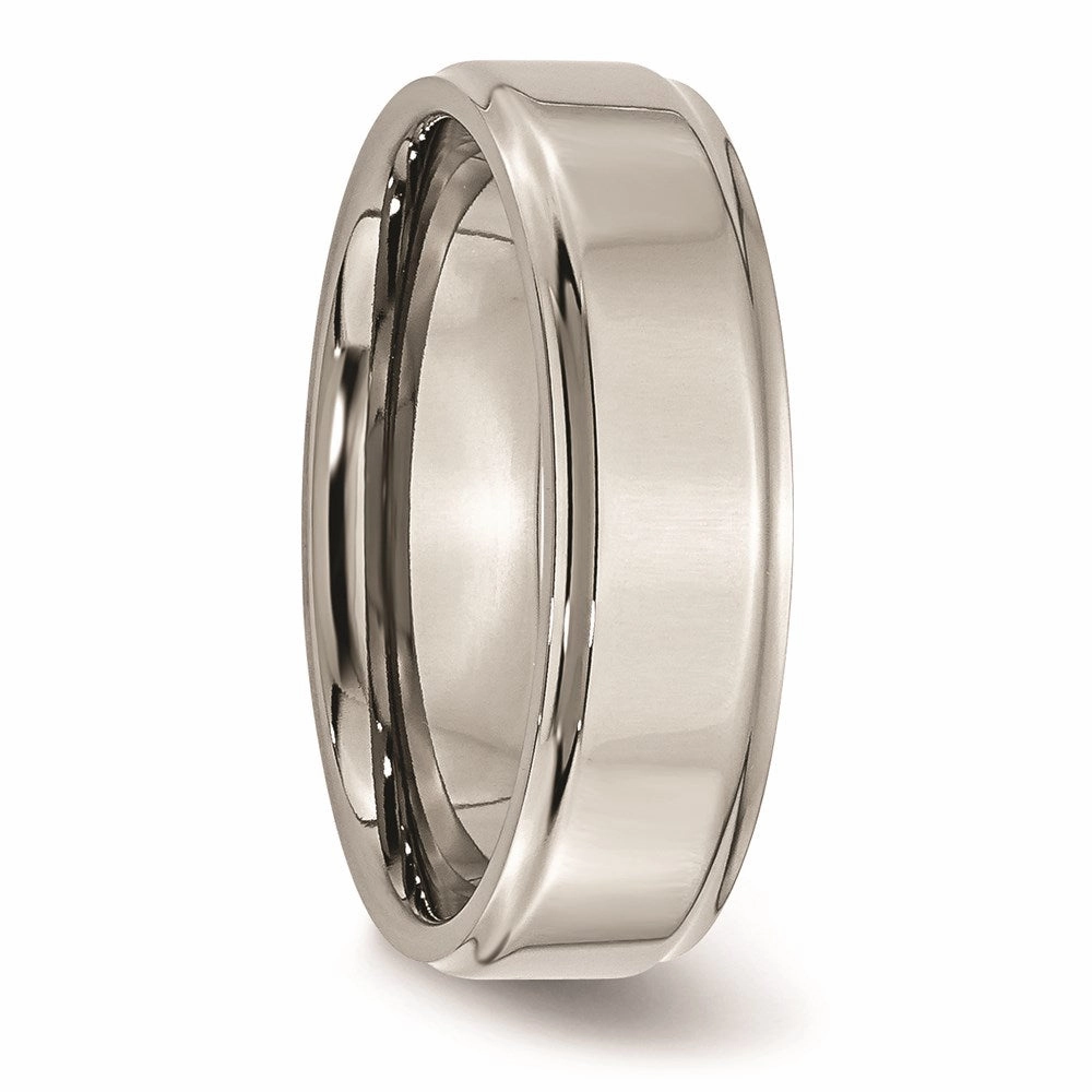 Titanium Ridged Edge 7mm Polished Band | TB35