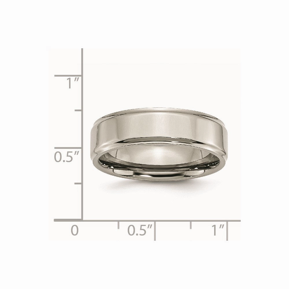 Titanium Ridged Edge 7mm Polished Band | TB35