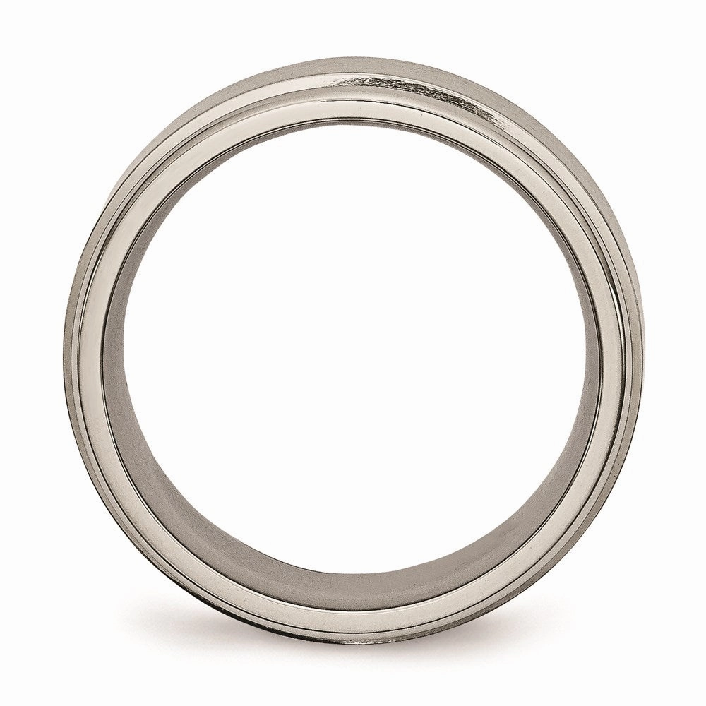Titanium Ridged Edge 8mm Brushed and Polished Band | TB11