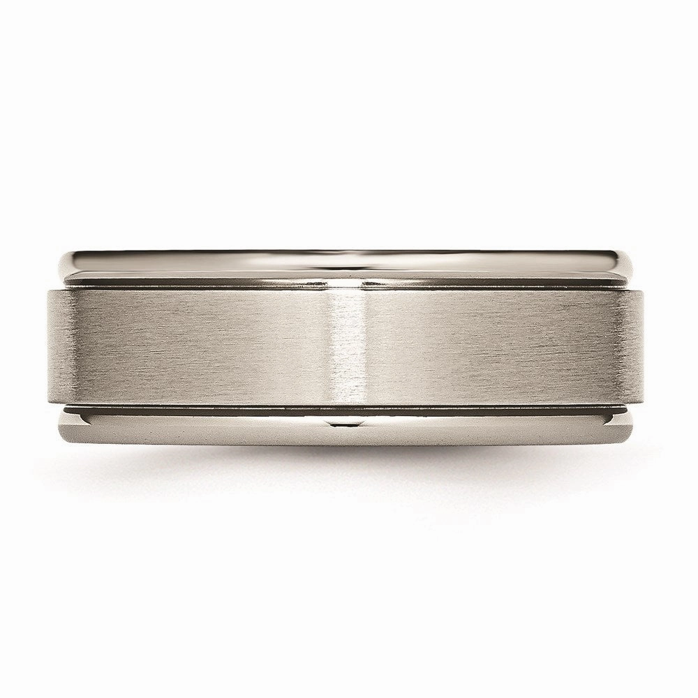 Titanium Ridged Edge 8mm Brushed and Polished Band | TB11