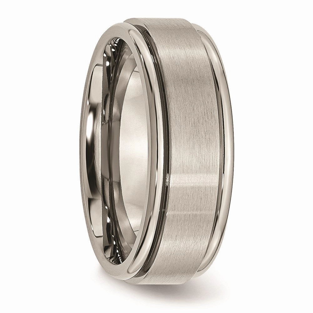 Titanium Ridged Edge 8mm Brushed and Polished Band | TB11