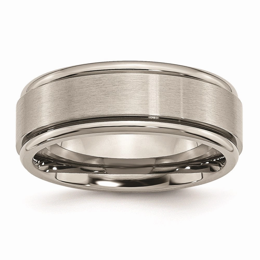 Titanium Ridged Edge 8mm Brushed and Polished Band | TB11