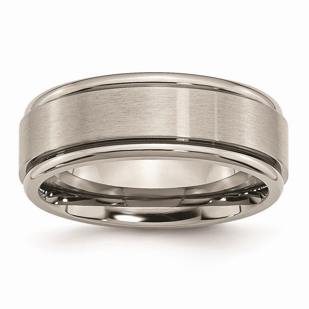 Titanium Ridged Edge 8mm Brushed and Polished Band | TB11