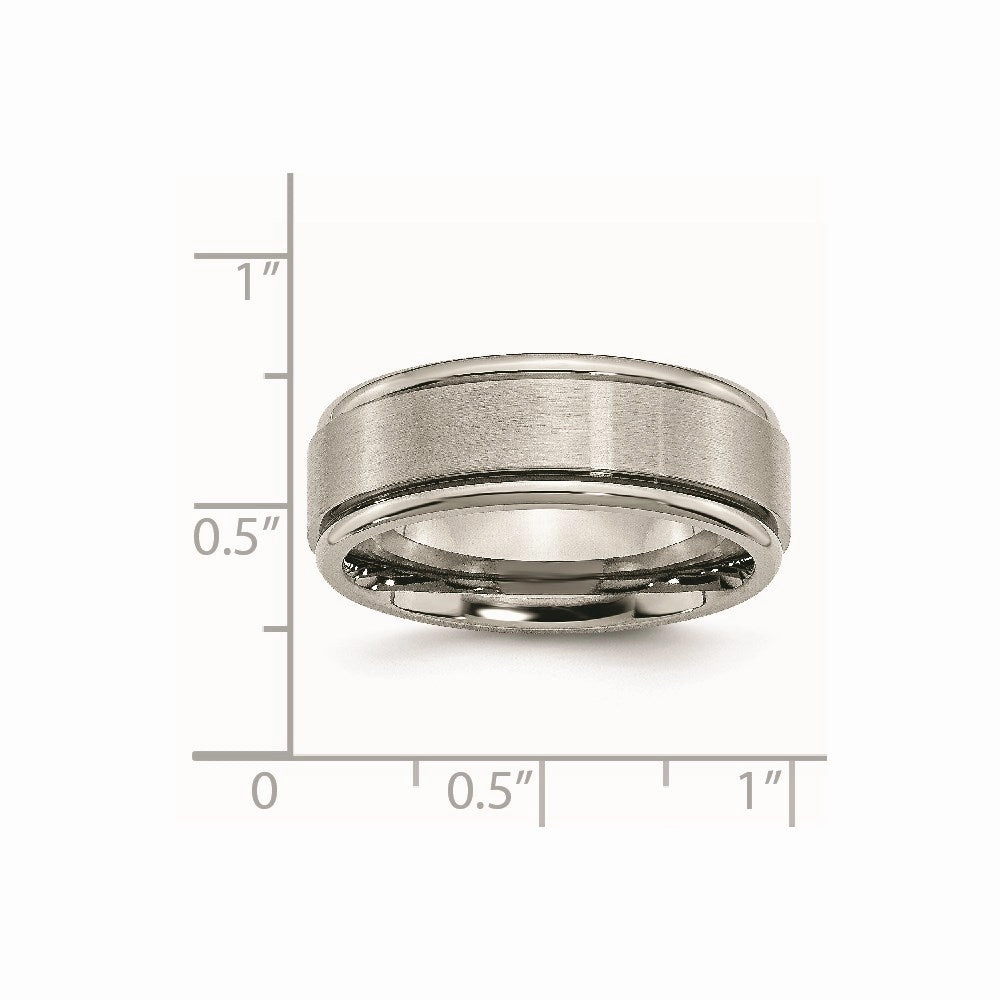 Titanium Ridged Edge 8mm Brushed and Polished Band | TB11
