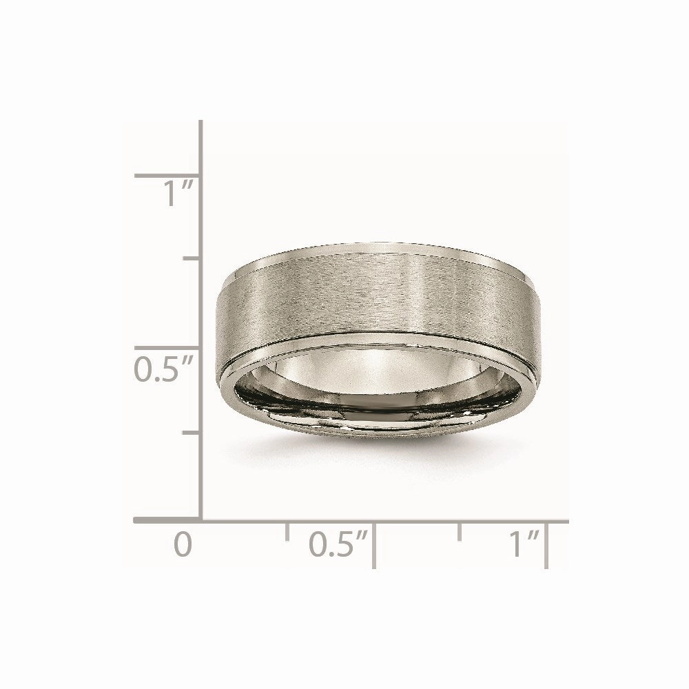 Titanium Ridged Edge 8mm Brushed and Polished Band | TB198