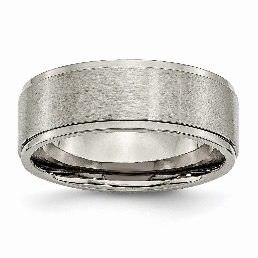 Titanium Ridged Edge 8mm Brushed and Polished Band | TB198