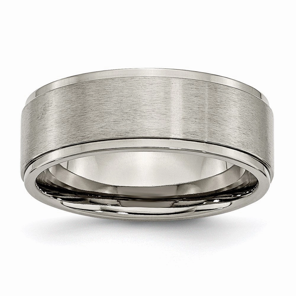 Titanium Ridged Edge 8mm Brushed and Polished Band | TB198