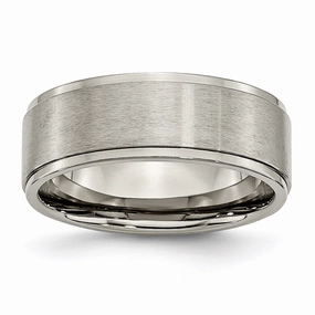 Titanium Ridged Edge 8mm Brushed and Polished Band | TB198