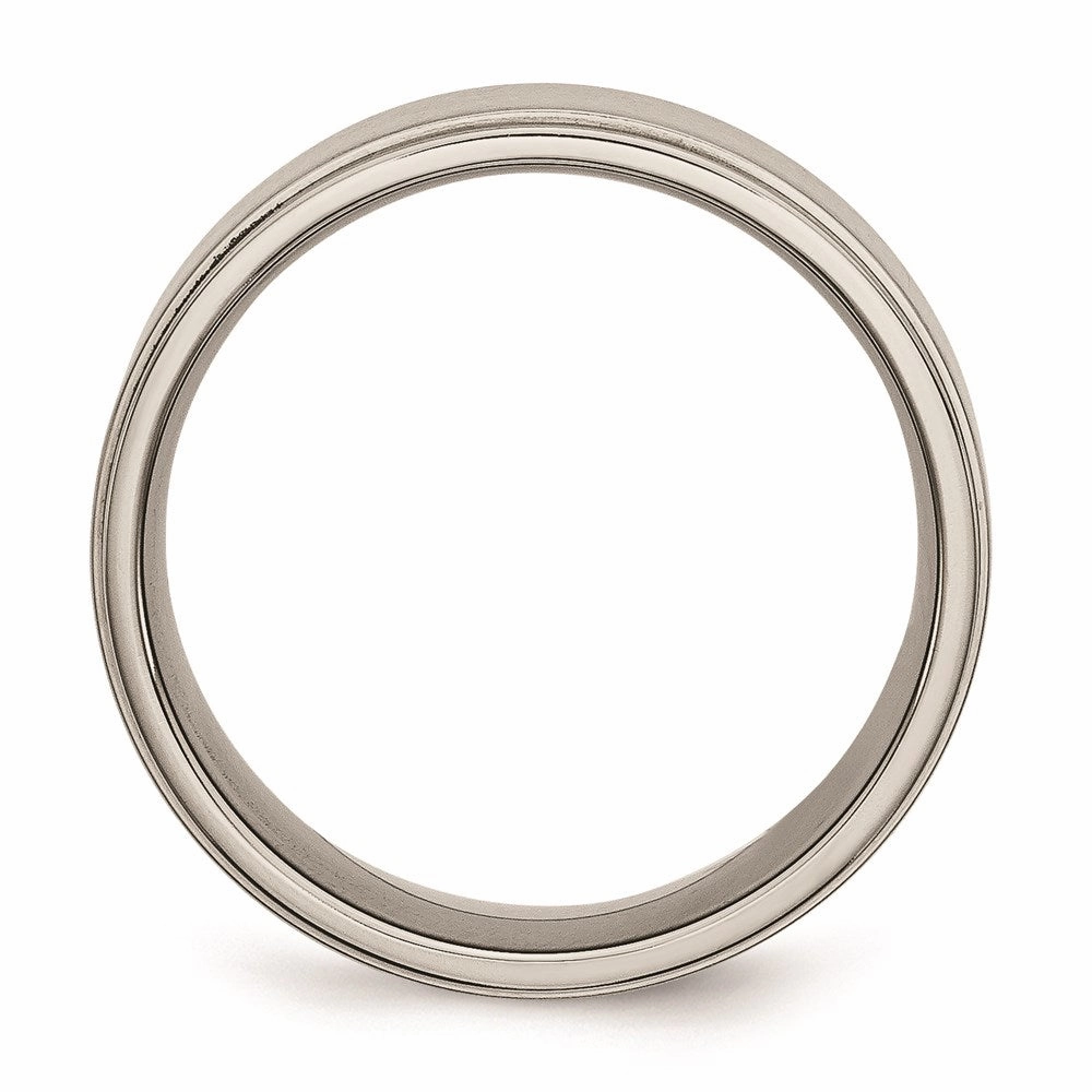 Titanium Ridged Edge 8mm Brushed and Polished Band | TB198
