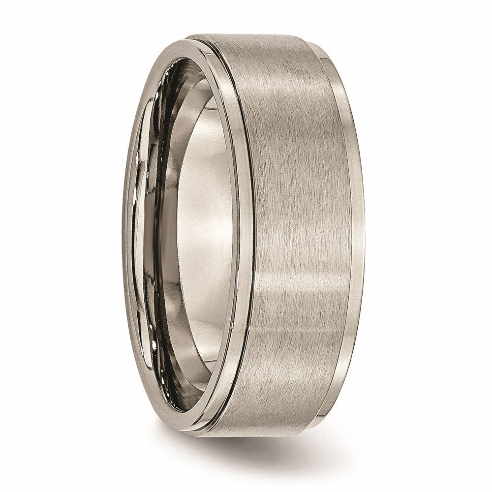 Titanium Ridged Edge 8mm Brushed and Polished Band | TB198