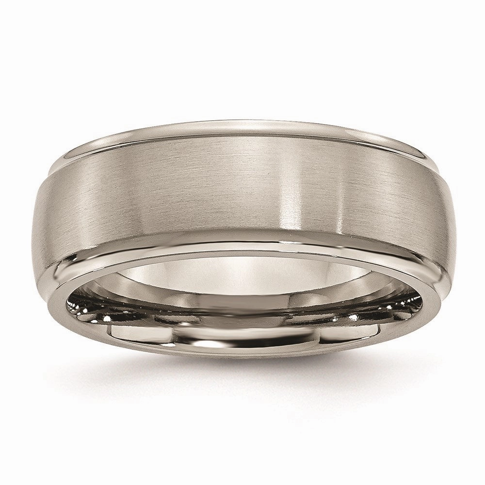 Titanium Ridged Edge 8mm Brushed and Polished Band | TB38