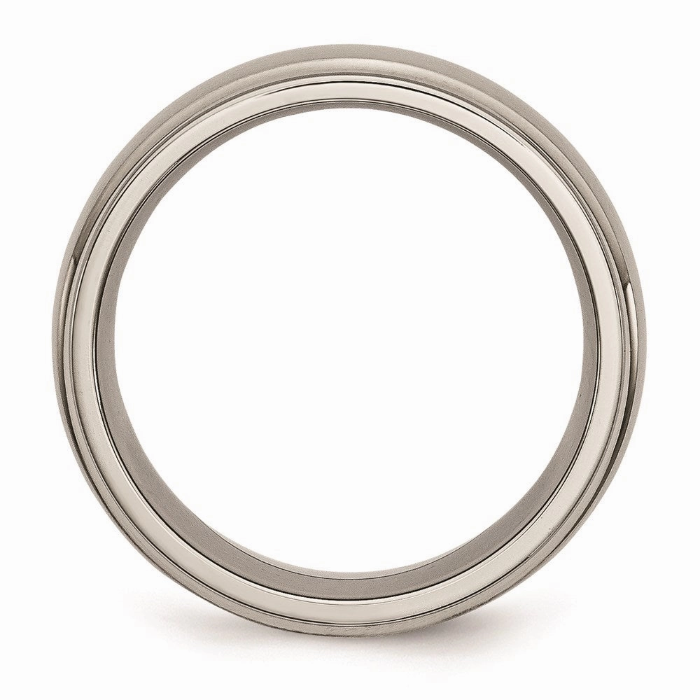 Titanium Ridged Edge 8mm Brushed and Polished Band | TB38