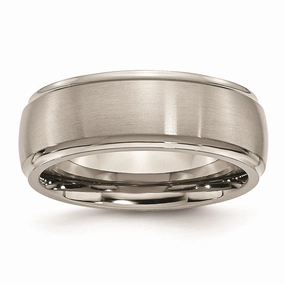 Titanium Ridged Edge 8mm Brushed and Polished Band | TB38