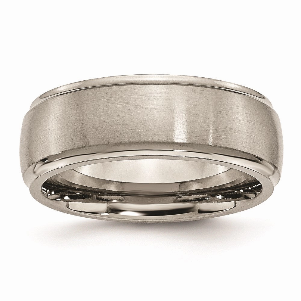 Titanium Ridged Edge 8mm Brushed and Polished Band | TB38