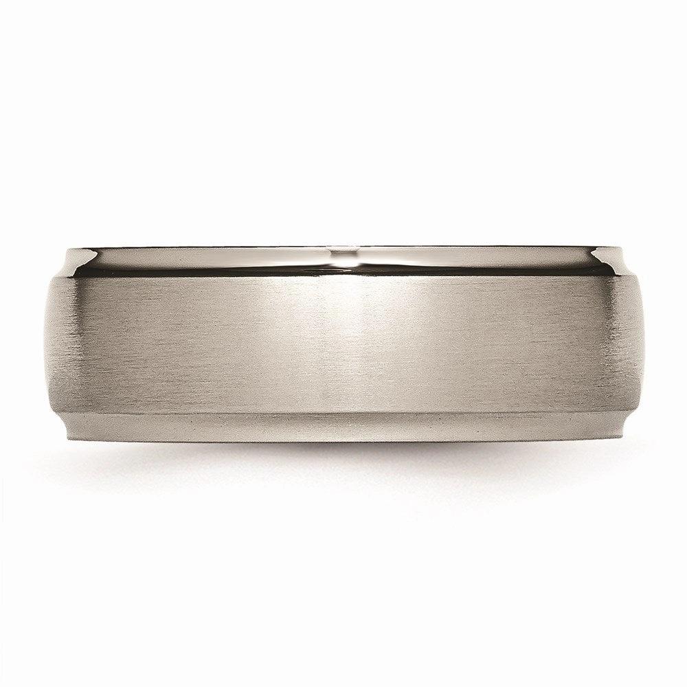 Titanium Ridged Edge 8mm Brushed and Polished Band | TB38
