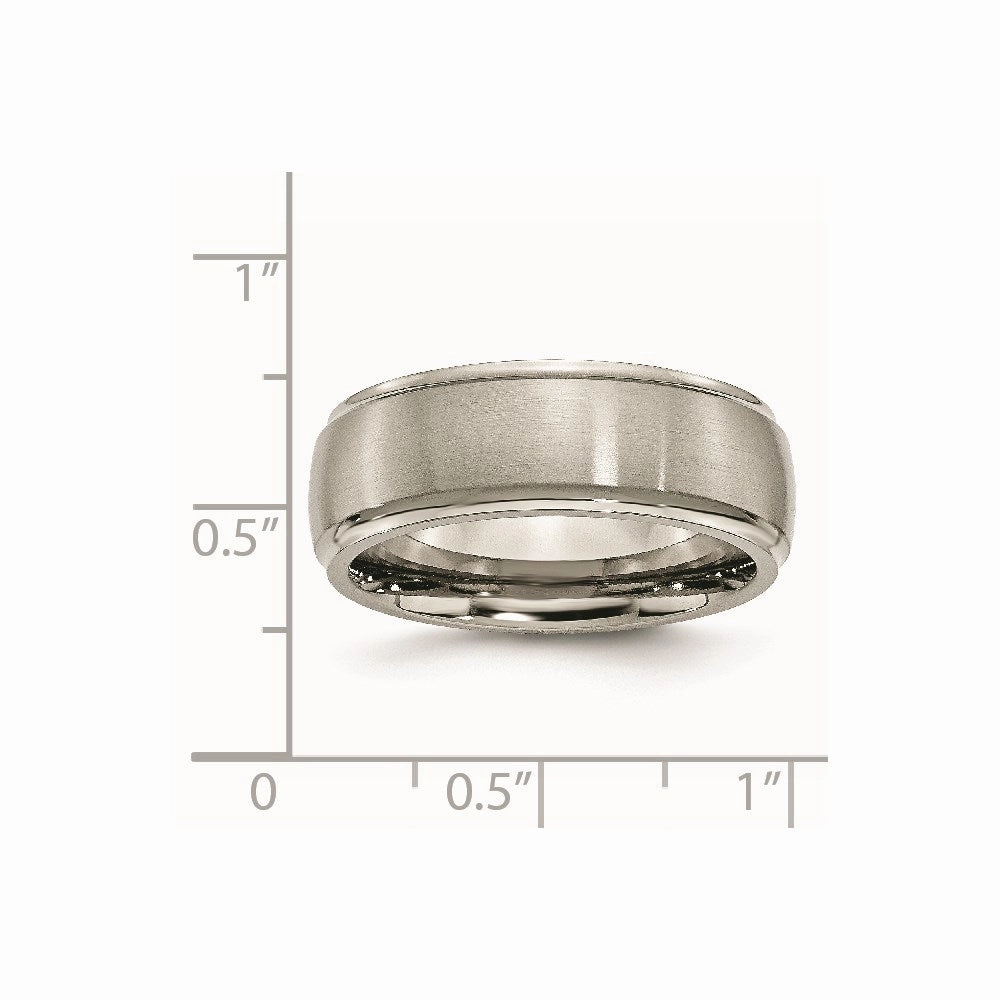Titanium Ridged Edge 8mm Brushed and Polished Band | TB38