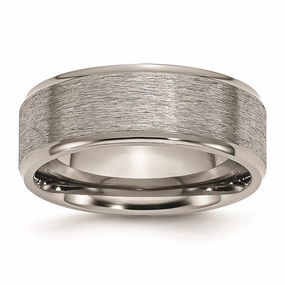 Titanium Ridged Edge 8mm Brushed and Polished Band | TB42