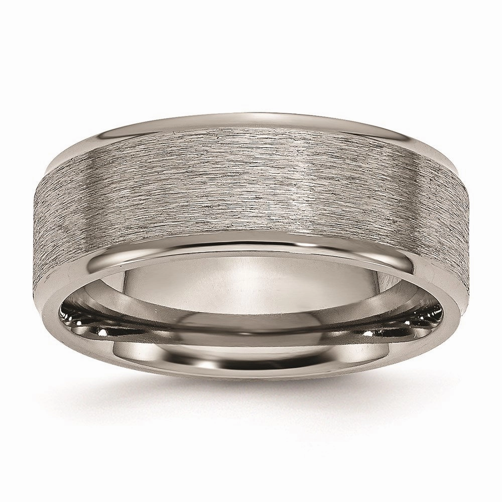 Titanium Ridged Edge 8mm Brushed and Polished Band | TB42
