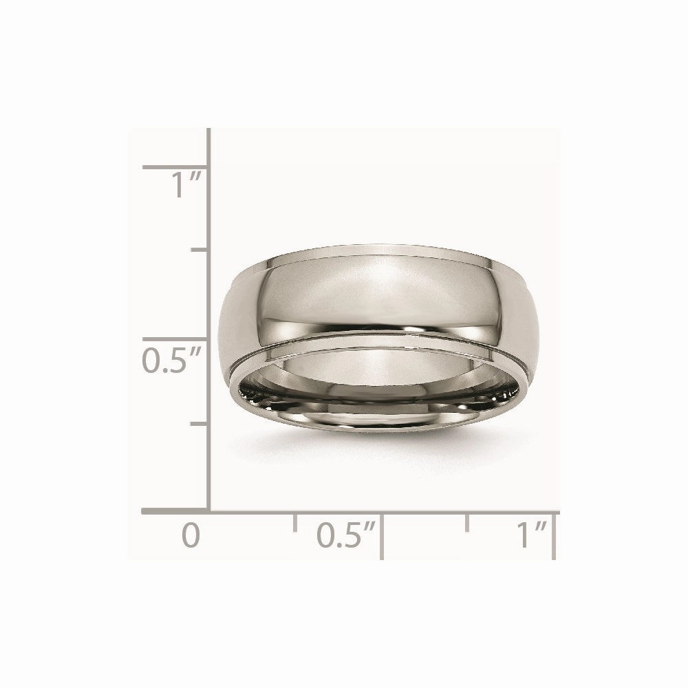 Titanium Ridged Edge 8mm Polished Band | TB24