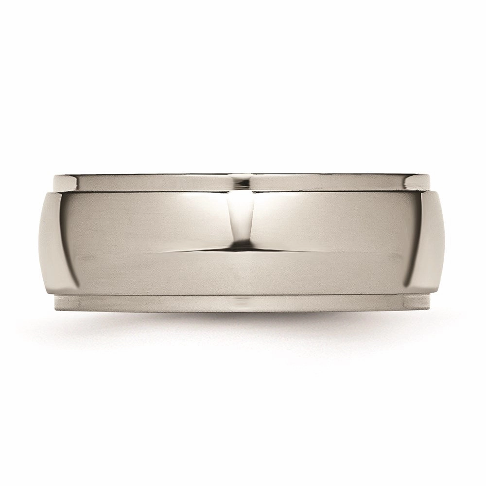 Titanium Ridged Edge 8mm Polished Band | TB24