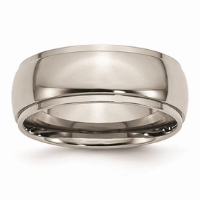 Titanium Ridged Edge 8mm Polished Band | TB24