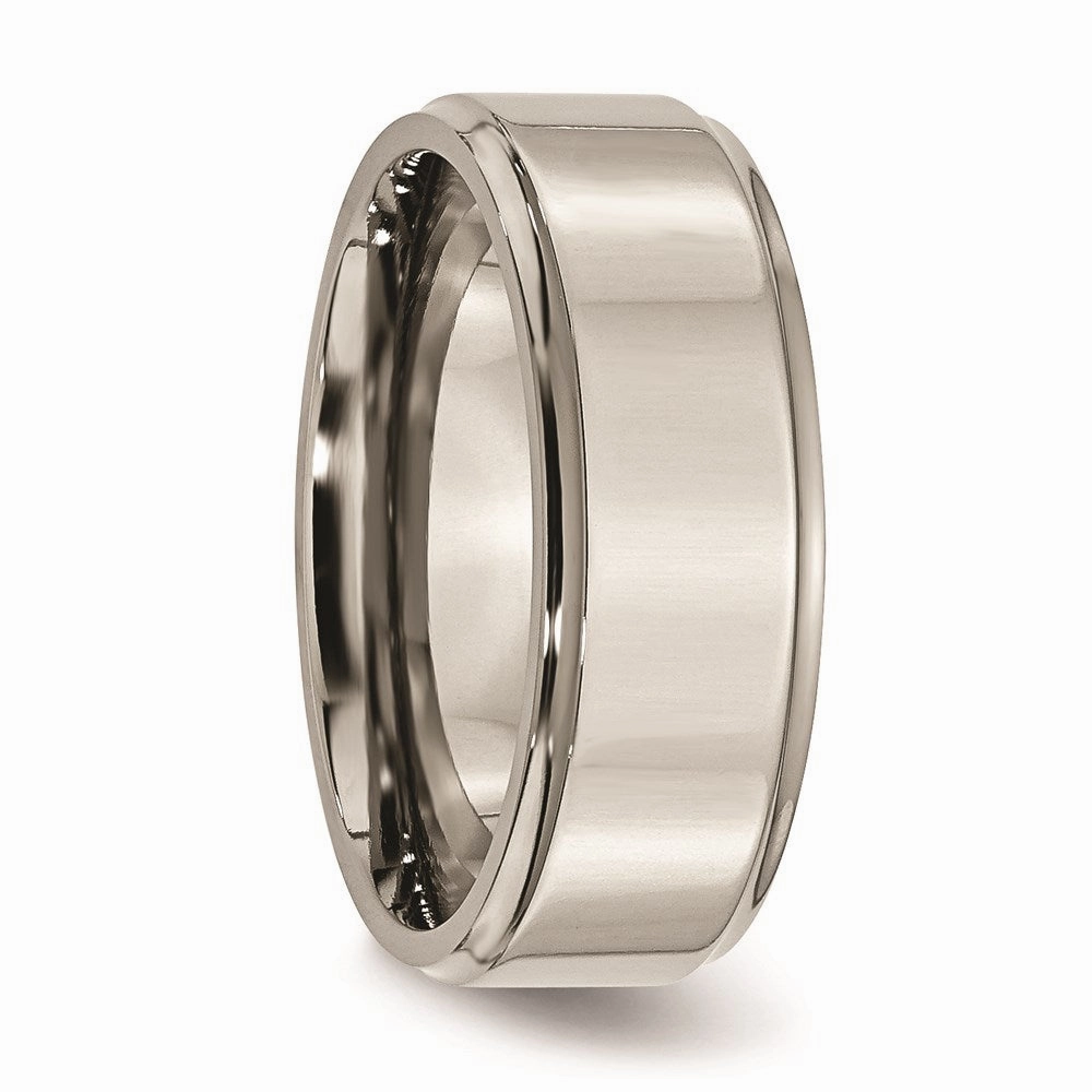Titanium Ridged Edge 8mm Polished Band | TB36