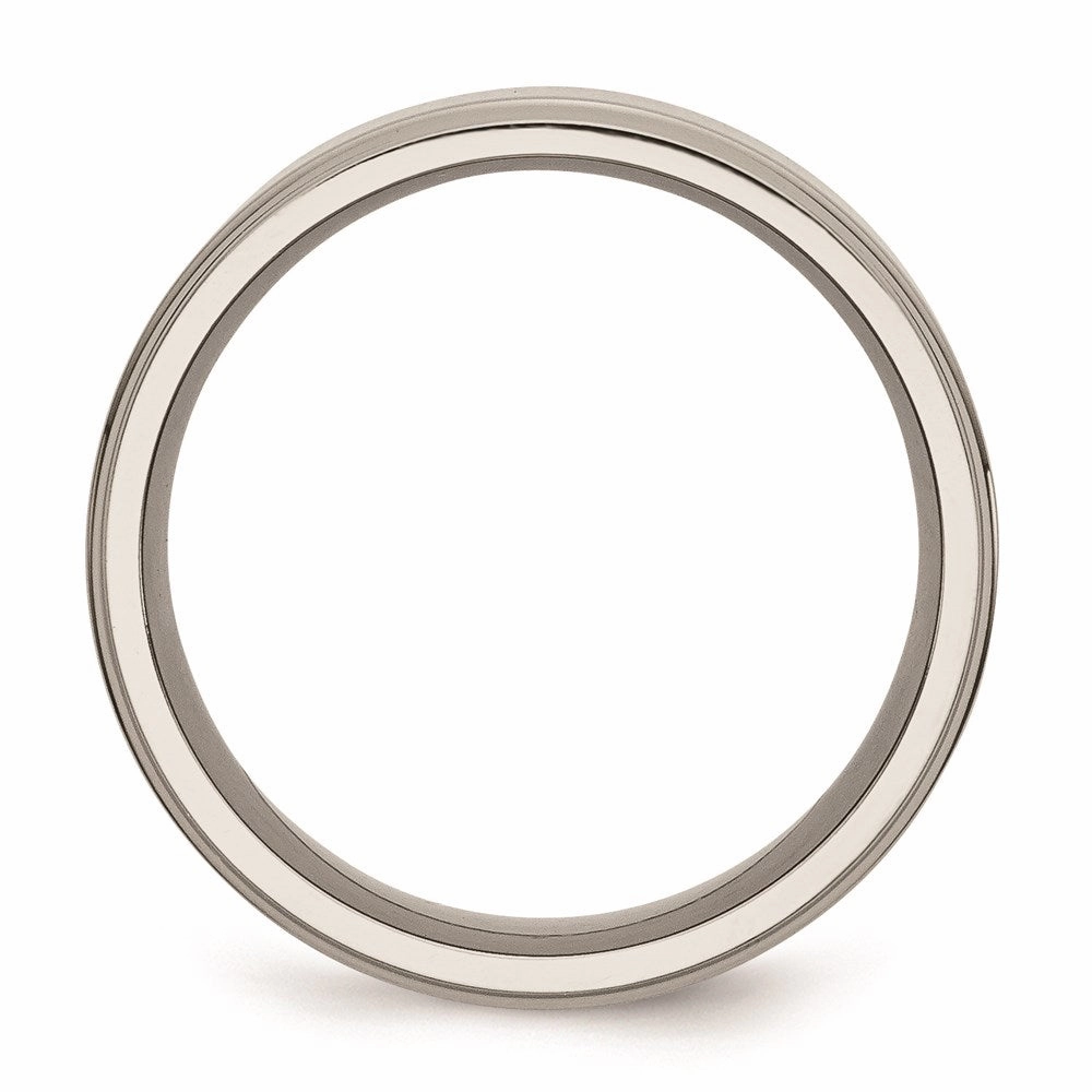 Titanium Ridged Edge 8mm Polished Band | TB36