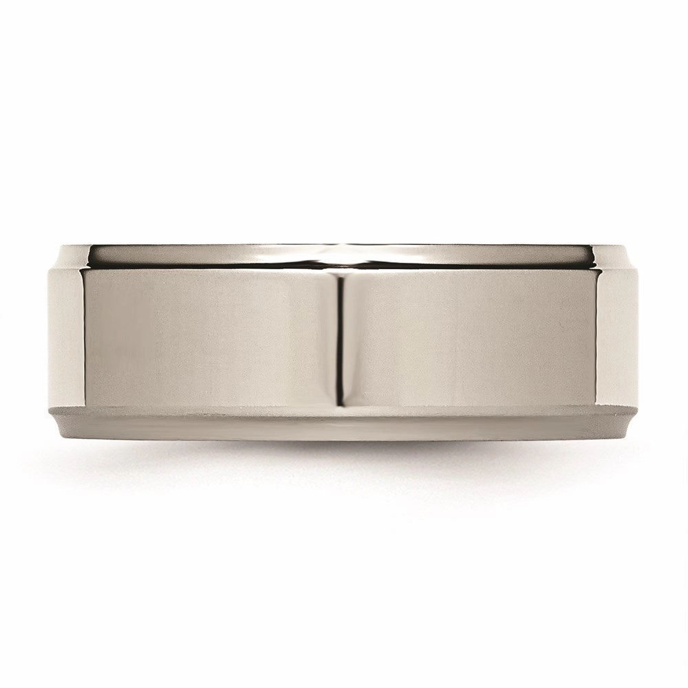 Titanium Ridged Edge 8mm Polished Band | TB36