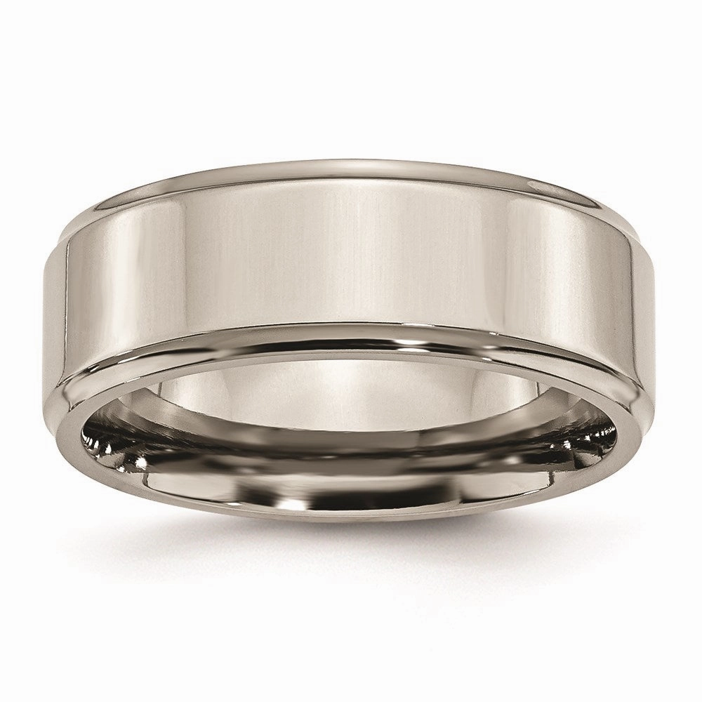 Titanium Ridged Edge 8mm Polished Band | TB36