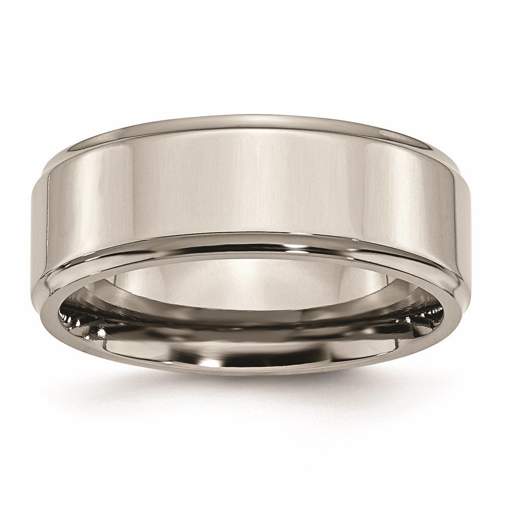 Titanium Ridged Edge 8mm Polished Band | TB36