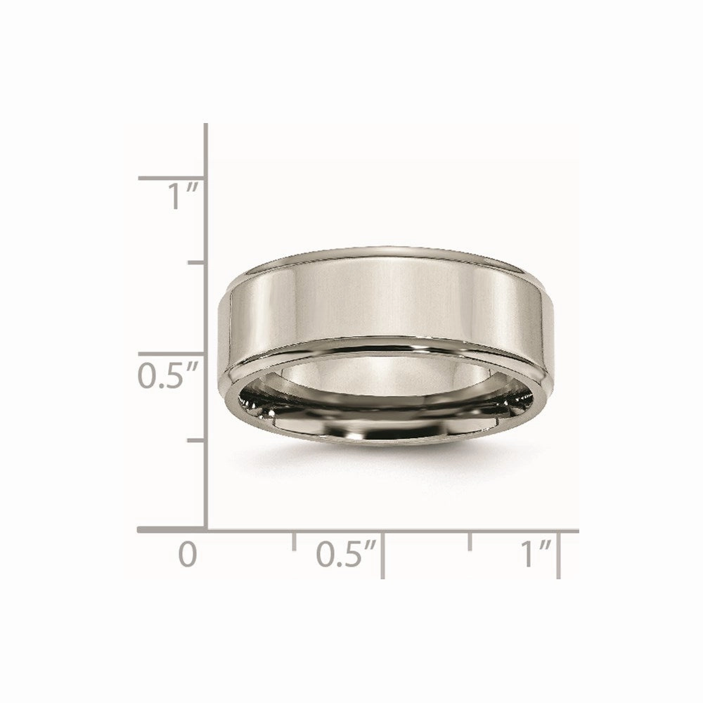 Titanium Ridged Edge 8mm Polished Band | TB36