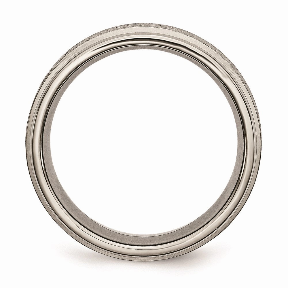 Titanium Ridged Edge 8mm Satin and Polished Band | TB43