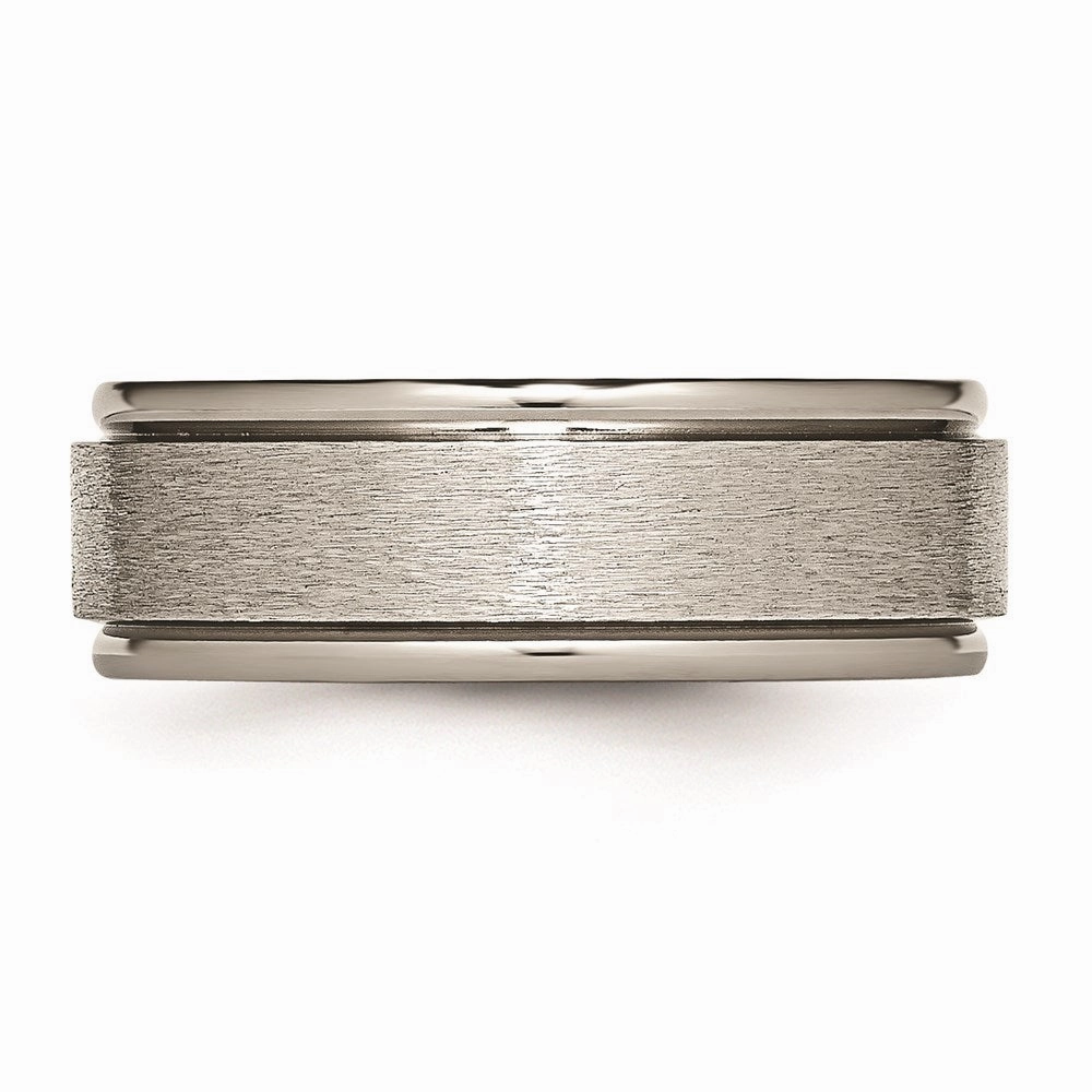 Titanium Ridged Edge 8mm Satin and Polished Band | TB43