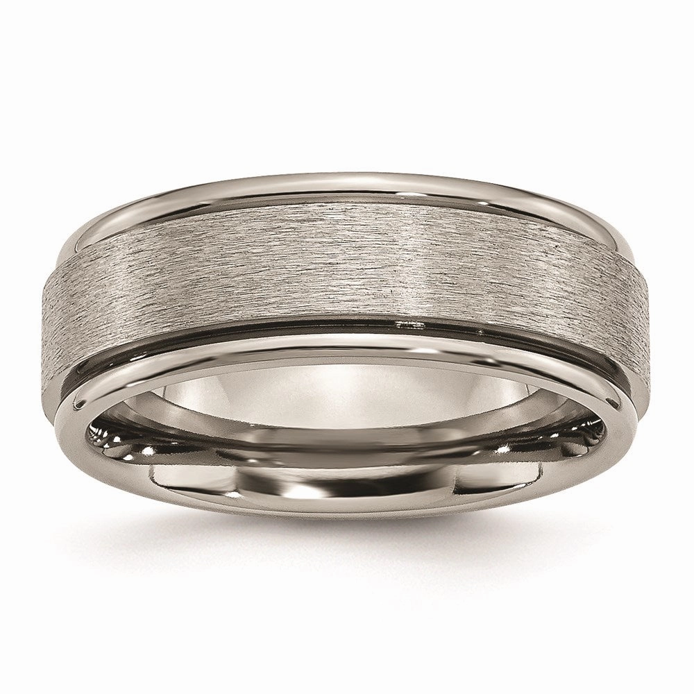 Titanium Ridged Edge 8mm Satin and Polished Band | TB43