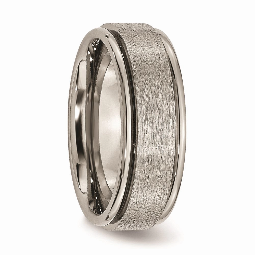 Titanium Ridged Edge 8mm Satin and Polished Band | TB43
