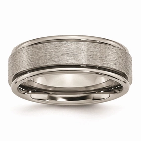 Titanium Ridged Edge 8mm Satin and Polished Band | TB43
