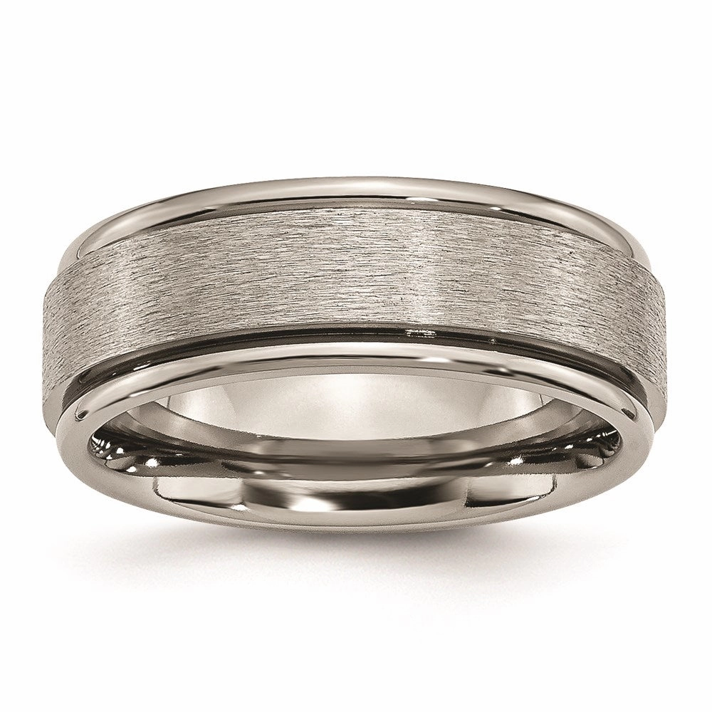 Titanium Ridged Edge 8mm Satin and Polished Band | TB43