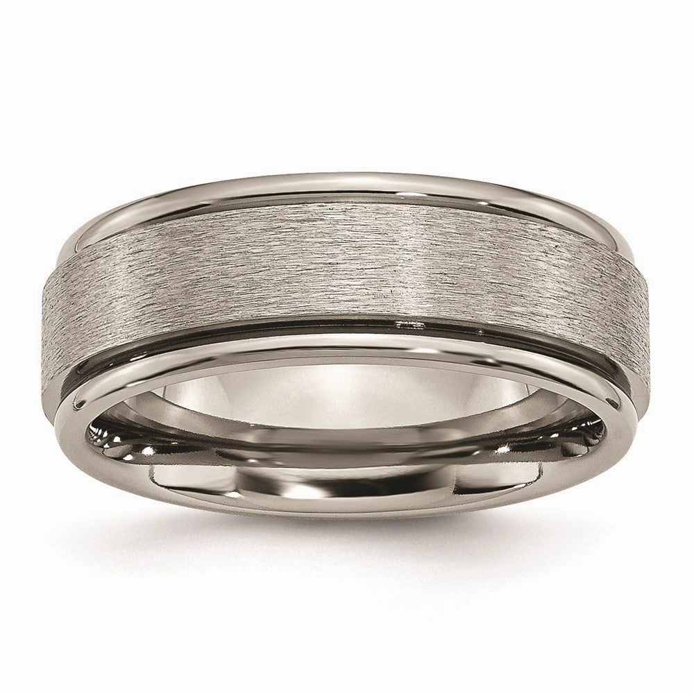 Titanium Ridged Edge 8mm Satin and Polished Band | TB43