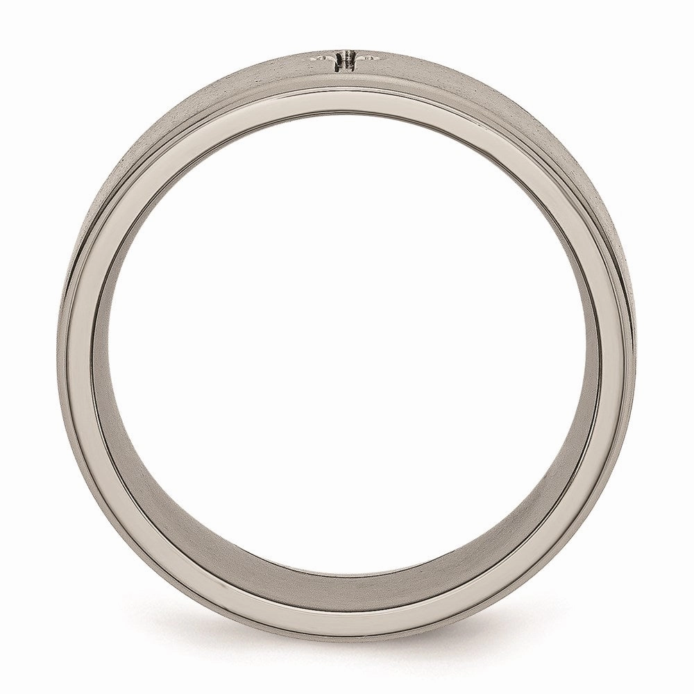 Titanium Ridged Edge Cross 8mm Brushed and Polished Band | TB78